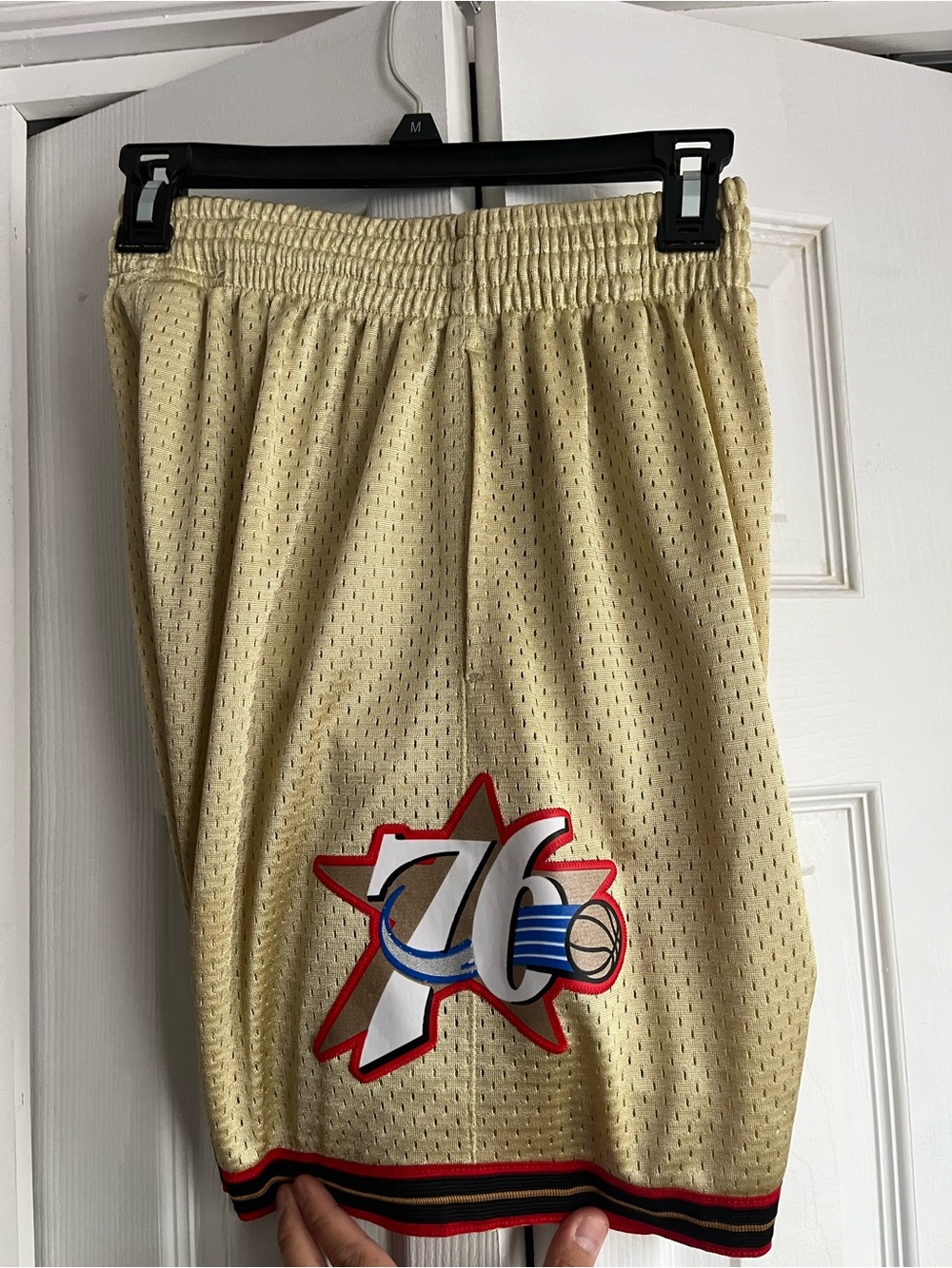 Mitchell & Ness Philadelphia 76ers Gold Throwback Shorts - Size Small